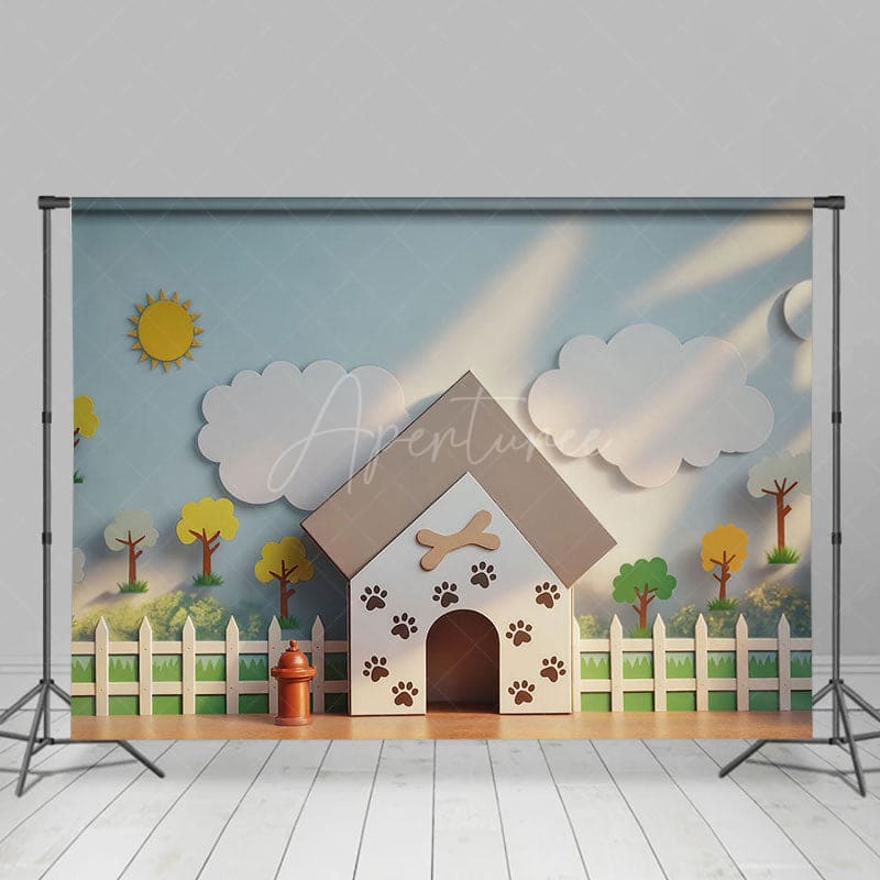Aperturee - Aperturee Garden Fence Paw Kennel Birthday Cake Smash Backdrop