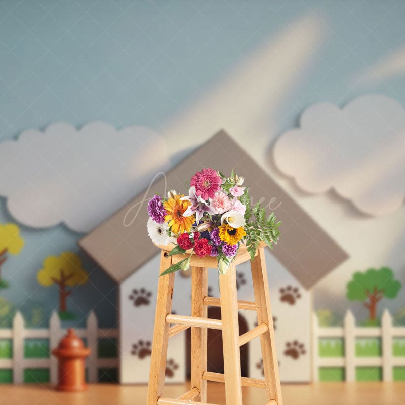 Aperturee - Aperturee Garden Fence Paw Kennel Birthday Cake Smash Backdrop