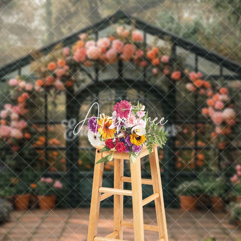 Aperturee - Aperturee Garden Flower Glass House Spring Photography Backdrop