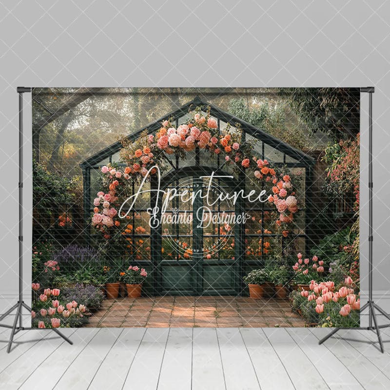 Aperturee - Aperturee Garden Flower Glass House Spring Photography Backdrop