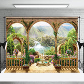 Aperturee - Aperturee Garden Manor Floral Mountain Photography Backdrop