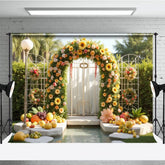 Aperturee - Aperturee Garland Arch Green Door Fruit Photo Backdrop