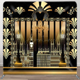 Aperturee - Aperturee Gatsby Black Gold Buildings Square Tension Backdrop