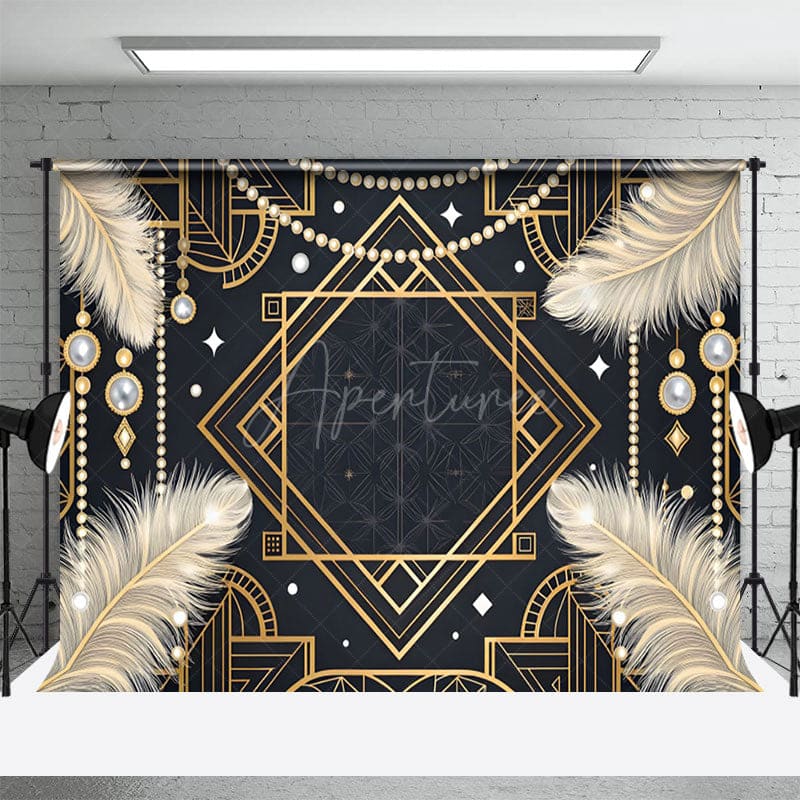 Aperturee - Aperturee Gatsby Carnival Elegant Geometric Feather Backdrop