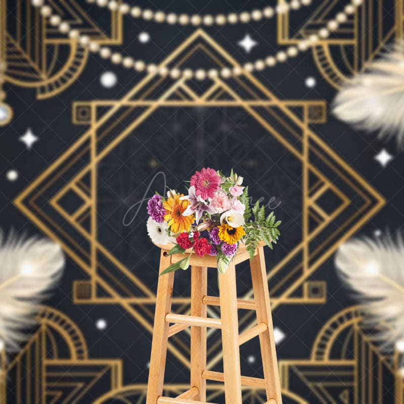 Aperturee - Aperturee Gatsby Carnival Elegant Geometric Feather Backdrop