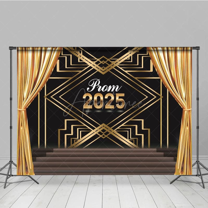 Aperturee - Aperturee Gatsby Gold Curtain Black Stage Graduation Backdrop