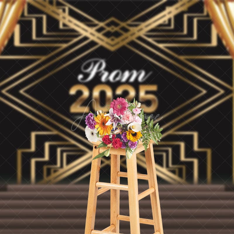 Aperturee - Aperturee Gatsby Gold Curtain Black Stage Graduation Backdrop