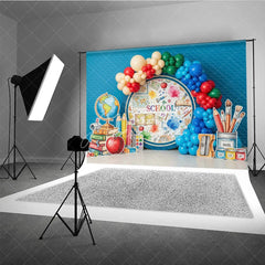 Aperturee - Aperturee Geography World Map Back To School Backdrop Paint Splatter Globe Primary Colors Background Study Photography Prop