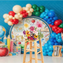 Aperturee - Aperturee Geography World Map Back To School Backdrop Paint Splatter Globe Primary Colors Background Study Photography Prop