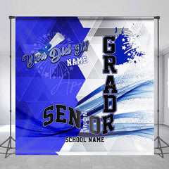 Aperturee - Aperturee Geometric Blue White Senior 2025 Custom Grad Backdrop