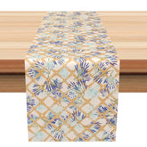 Aperturee - Aperturee Geometric Floral Table Runner with Blue and Purple Rhombus Pattern for Modern and Elegant Dining Decor