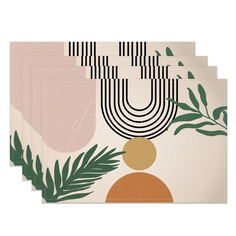 Aperturee - Aperturee Geometric Shape Earth Tone Color Set of 4 Placemats