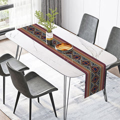 Aperturee - Aperturee Geometric Tribal Table Runner for Modern Aztec and Southwest Inspired Kitchen and Dining Room Decor