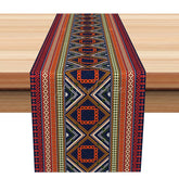 Aperturee - Aperturee Geometric Tribal Table Runner for Modern Aztec and Southwest Inspired Kitchen and Dining Room Decor