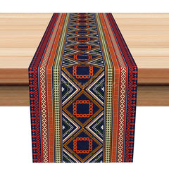 Aperturee - Aperturee Geometric Tribal Table Runner for Modern Aztec and Southwest Inspired Kitchen and Dining Room Decor