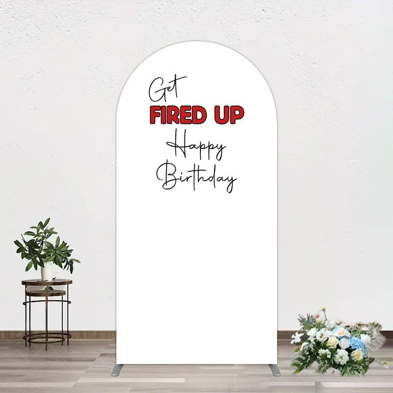 Aperturee - Aperturee Get Fired Up Red White Birthday Arch Backdrop