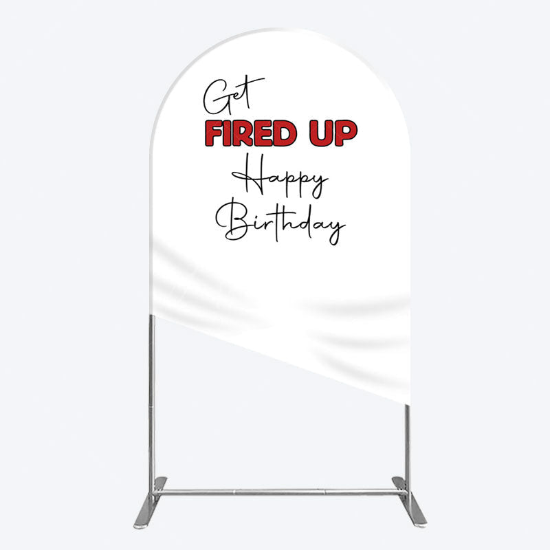 Aperturee - Aperturee Get Fired Up Red White Birthday Arch Backdrop