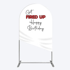 Aperturee - Aperturee Get Fired Up Red White Birthday Arch Backdrop