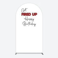 Aperturee - Aperturee Get Fired Up Red White Birthday Arch Backdrop