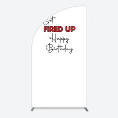 Aperturee - Aperturee Get Fired Up Red White Birthday Half Moon Arch Backdrop