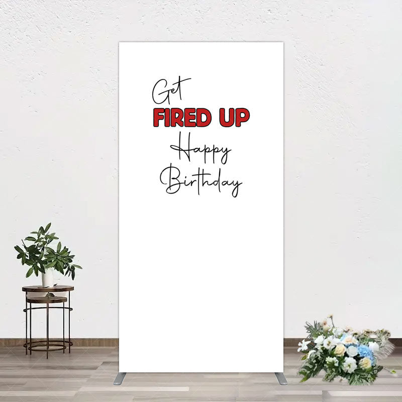Aperturee - Aperturee Get Fired Up Red White Birthday Rectangle Backdrop