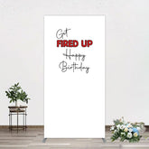 Aperturee - Aperturee Get Fired Up Red White Birthday Rectangle Backdrop