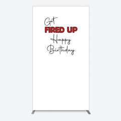 Aperturee - Aperturee Get Fired Up Red White Birthday Rectangle Backdrop