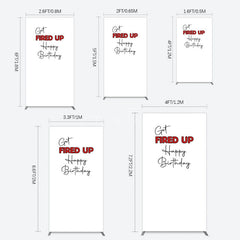Aperturee - Aperturee Get Fired Up Red White Birthday Rectangle Backdrop