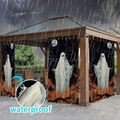 Aperturee - Aperturee Ghost Moon Night Waterproof Printed Outdoor Curtains