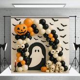 Aperturee - Aperturee Ghostly Skeletons Balloon Arch Halloween Backdrop