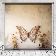 Aperturee - Aperturee Giant Wooden Butterfly Headboard Backdrop Boho Dried Flower Photography Background