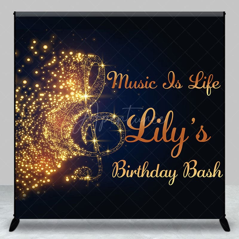 Aperturee - Aperturee Gilded Note Music Is Life Custom Name Birthday Backdrop