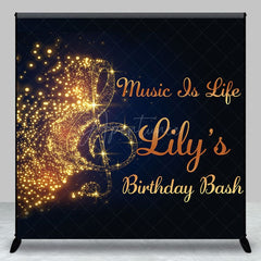 Aperturee - Aperturee Gilded Note Music Is Life Custom Name Birthday Backdrop