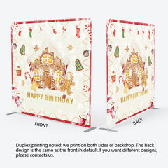 Aperturee - Aperturee Gingerbread House Candy Socks Xmas Square Backdrop
