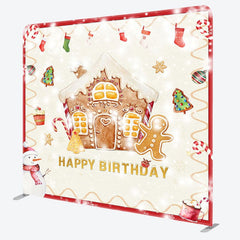 Aperturee - Aperturee Gingerbread House Candy Socks Xmas Square Backdrop