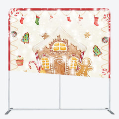 Aperturee - Aperturee Gingerbread House Candy Socks Xmas Square Backdrop