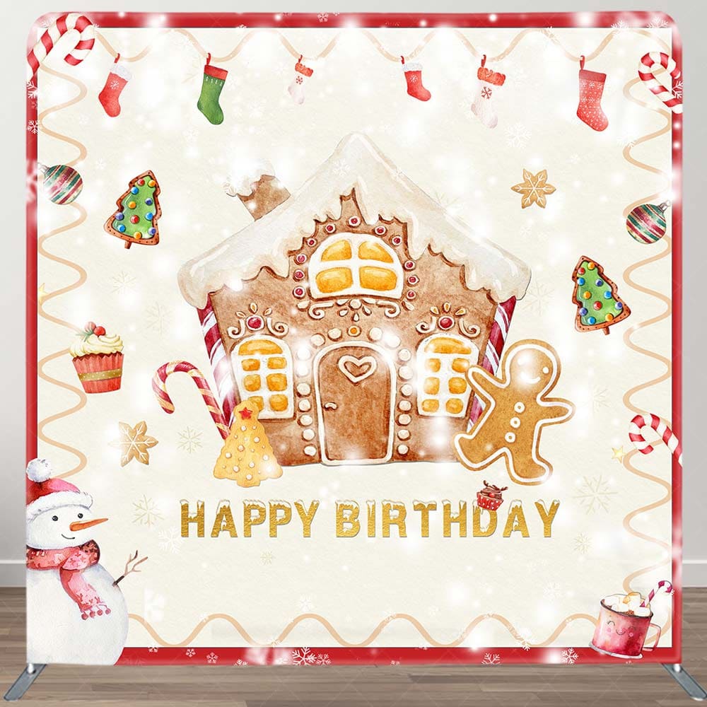 Aperturee - Aperturee Gingerbread House Candy Socks Xmas Square Backdrop