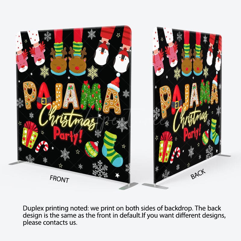 Aperturee - Aperturee Gingerbread Pajama Christmas Tension Fabric Backdrop