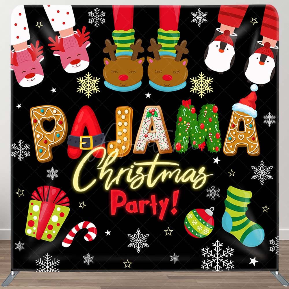 Aperturee - Aperturee Gingerbread Pajama Christmas Tension Fabric Backdrop