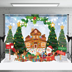 Aperturee - Aperturee Gingerbread Santa Gifts Sending Christmas Backdrop