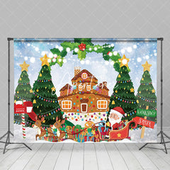 Aperturee - Aperturee Gingerbread Santa Gifts Sending Christmas Backdrop