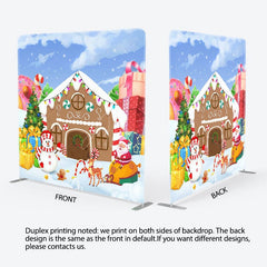 Aperturee - Aperturee Gingerbread Snowy Santa Xmas Tension Fabric Backdrop