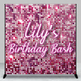 Aperturee - Aperturee Glamorous Pink Sequin Shimmer Custom Backdrop for Birthday Bash Personalized Party Decoration