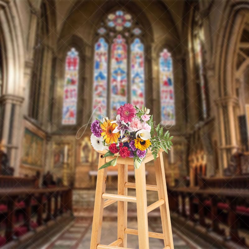 Aperturee - Aperturee Glass Painted Church Elegant Photography Backdrop