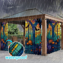 Aperturee - Aperturee Glasshouse Bats Waterproof Printed Outdoor Curtains