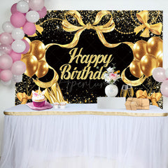 Aperturee - Aperturee Glitter Balloon And Bows Cheer To Birthday Backdrop