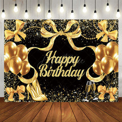 Aperturee - Aperturee Glitter Balloon And Bows Cheer To Birthday Backdrop