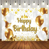Aperturee - Aperturee Glitter Balloon Crown Star Happy Birthday Backdrop