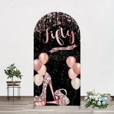Aperturee - Aperturee Glitter Balloon High Heel Birthday Arch Backdrop