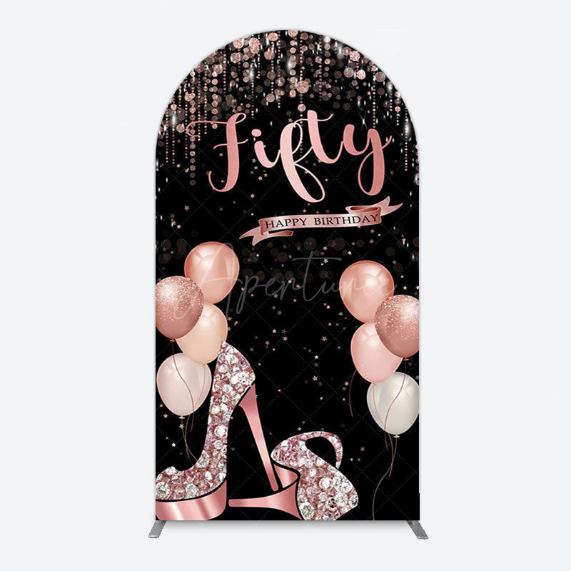 Aperturee - Aperturee Glitter Balloon High Heel Birthday Arch Backdrop